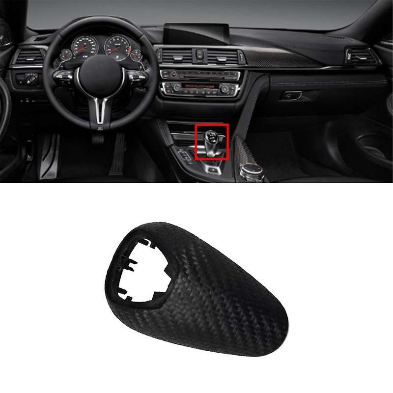 Car Shift Knob Cover Trim for M2 F87 M3 F80 F82 F83 M5 F10 Woven Carbon Fiber