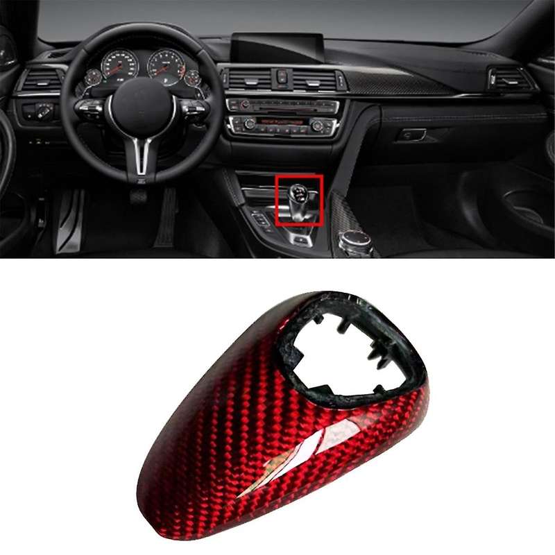Car Shift Knob Cover Trim for M2 F87 M3 F80 F82 F83 M5 F10 Red Carbon Fiber