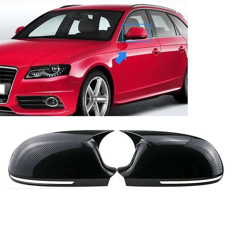 Car Side Door Mirrors Cover Auto Rearview Mirror Cap for A4 A5 B8 A3 8P A6 C6(Carbon )