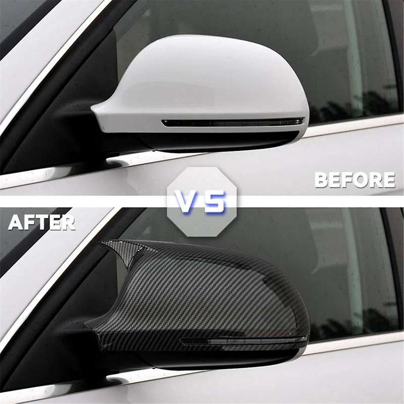 Car Side Door Mirrors Cover Auto Rearview Mirror Cap for A4 A5 B8 A3 8P A6 C6(Carbon )