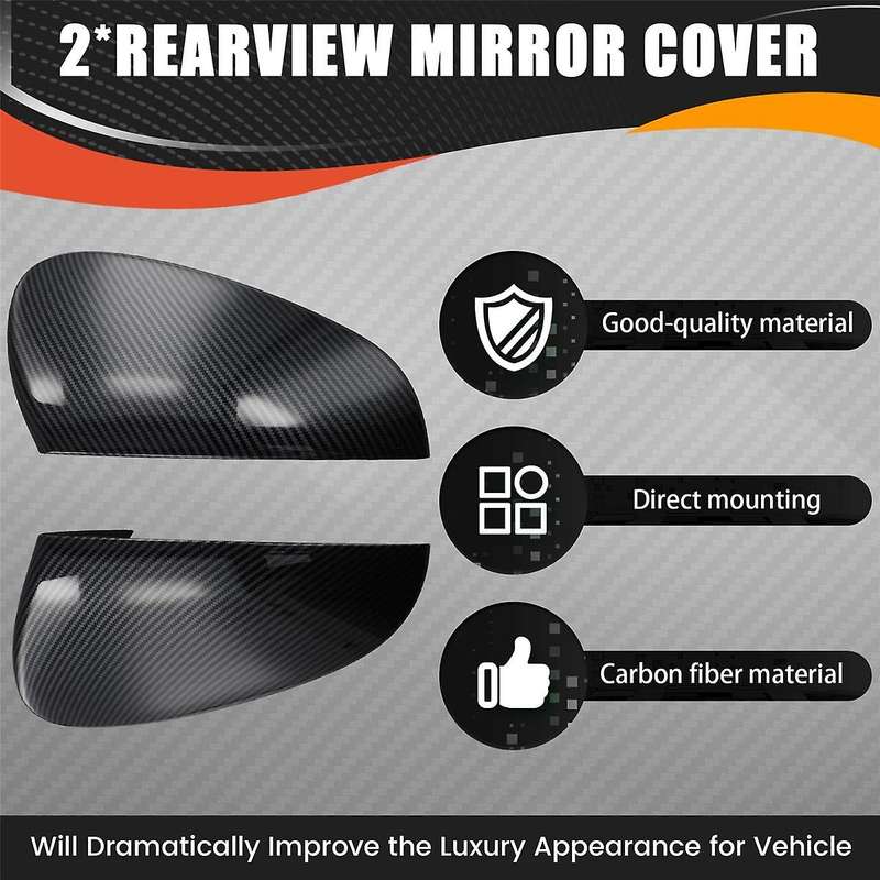 Car Side Door Mirror Cap Rearview Mirror Cover Trim Protective Carbon Fiber Look for TANG