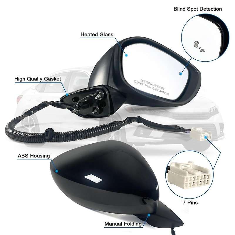Car Side Mirror for Sedan/hatchback with Power Glass, Heated, Blind Spot Detection 2022 2023 (right