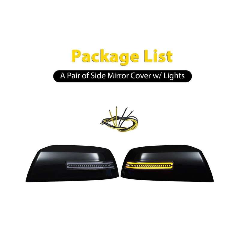 Car Side Rear Mirror Cover Led Turn Signal for 2007-2020 Dynamic Lights Mirror Covers Black