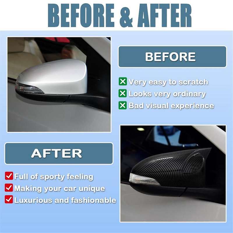 Car Side Rearview Mirror Cover Caps for C- 2017-2021 Door Side Mirror Cover Accessories Carbon Fibe