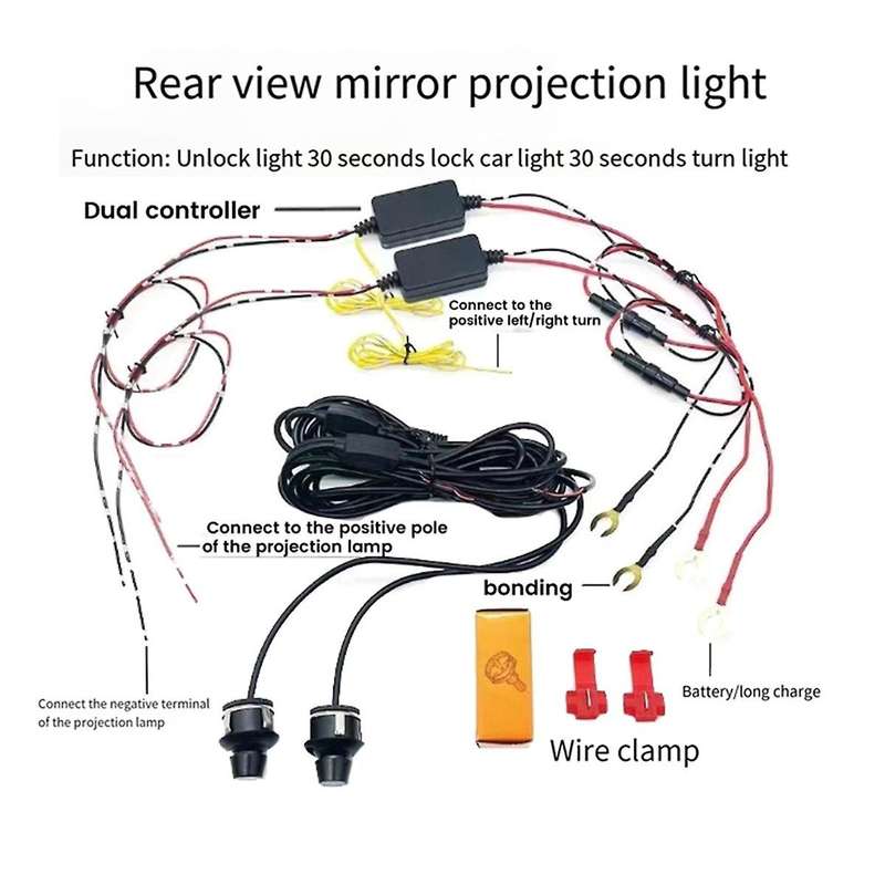 Car Side Rearview Mirror Welcome Lights Angel Wing Universal LED Projector Laser Light Ambient Ligh