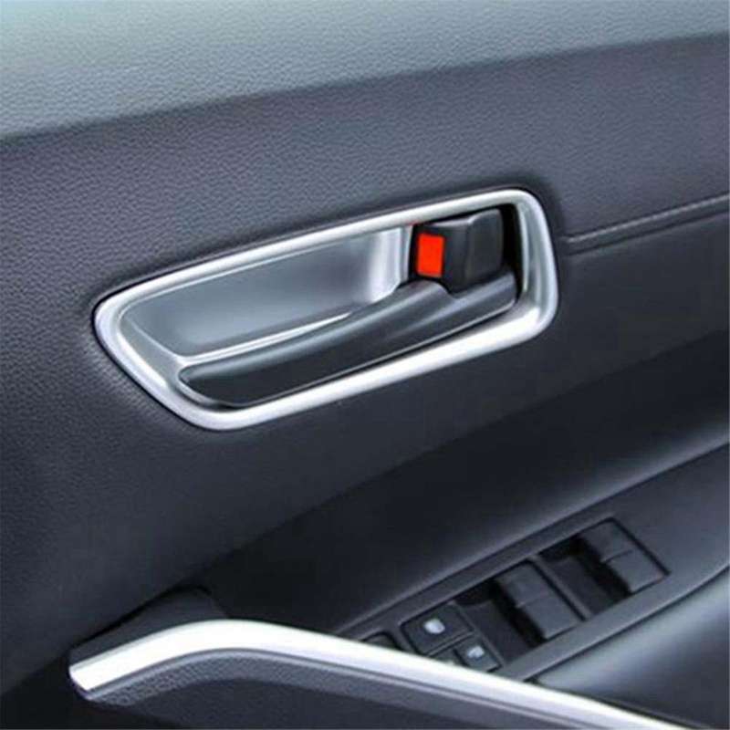 Car Silver Interior Door Handle Bowl Panel Decoration Cover Trim for 2021 2022 Rhd Handle Trim