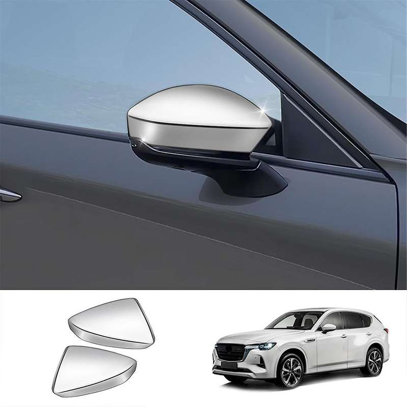 Car Silver Rearview Side Mirror Cover Trim Frame Side Mirror Caps for -60 2022 2023