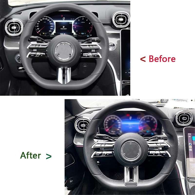 Car Silver Plating Steering Wheel Cover Trim Frame for C E S Class W206 W213 W223 Style 2021-2022