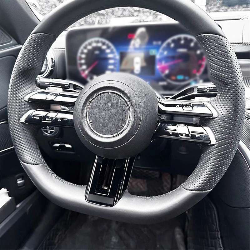 Car Silver Plating Steering Wheel Cover Trim Frame for C E S Class W206 W213 W223 Style 2021-2022