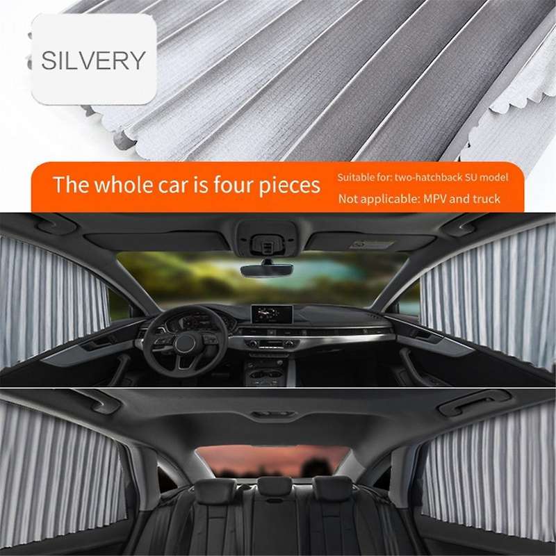 Car Silver Sunshade Automatic Retractable Magnetic Rail Car Curtains Car Window Sun Protection for C