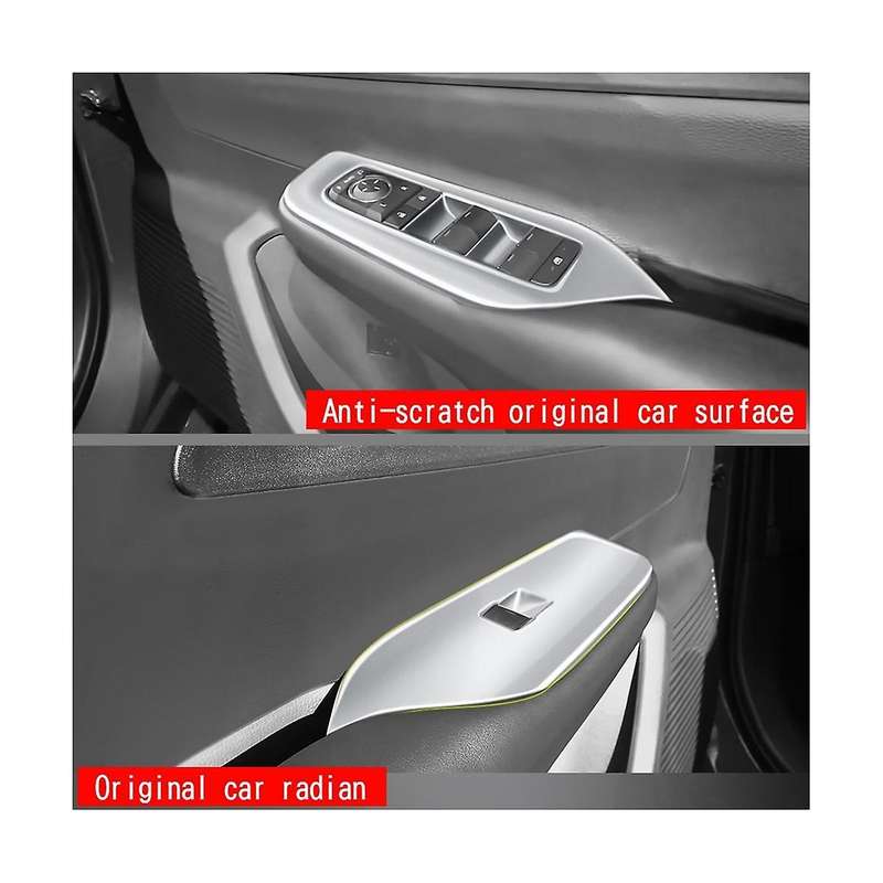 Car Silver Window Glass Lift Button Switch Cover Trim Door Armrest Panel for Prius 60 Series 2020-2