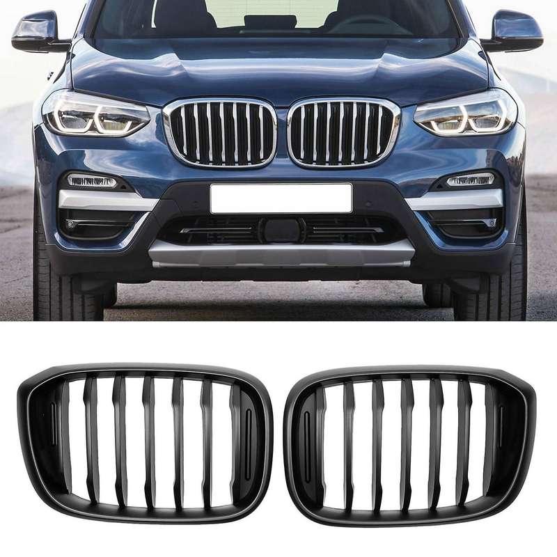 Car Single Slats Front Kidney Grill for - X3 G01 X4 G02 ABS Matte Black Racing Grills 2018+