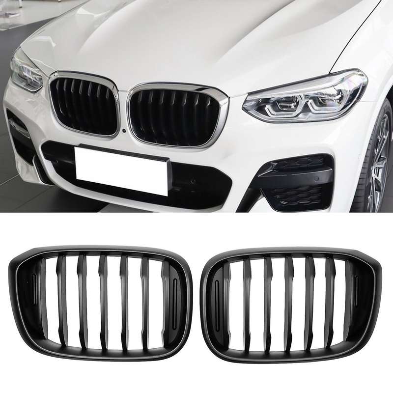 Car Single Slats Front Kidney Grill for - X3 G01 X4 G02 ABS Matte Black Racing Grills 2018+