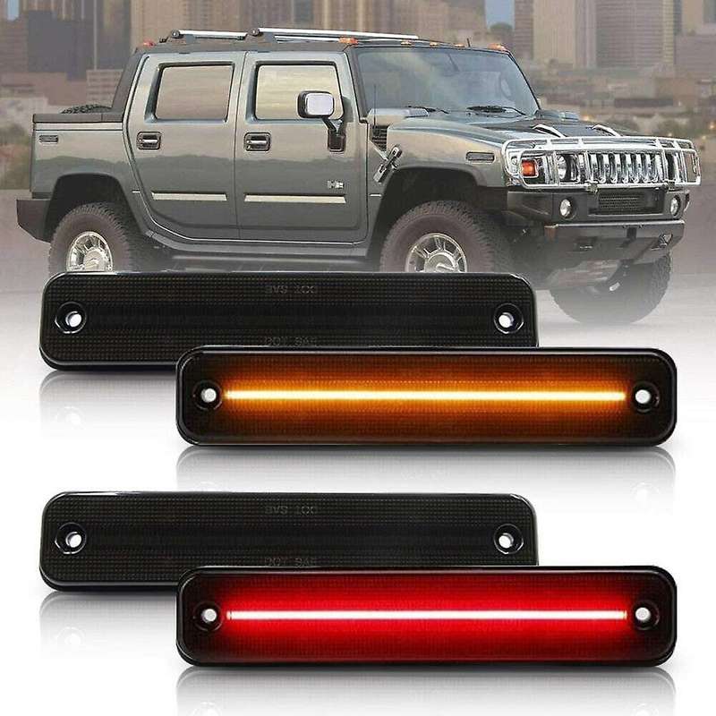 Car Smoked Full Led Side Marker Light Front Amber/ Rear Red Turn Signal Lamp for H2 2003-2009 259523