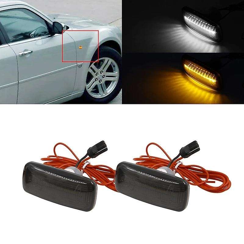 Car Smoked/Clear White Amber Led Side Markers Turn DRL Light for 200 07-17 300 2005-2006 Sebring 200