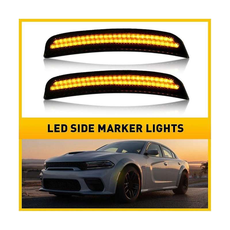 Car Smoked Lens Front Rear Led Side Marker Lights for Charger 2015-2021 68214126aa 68214405aa