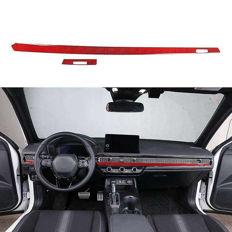 Car Soft Carbon Fiber Central Control Air Outlet Cover Trim for 2022 Red