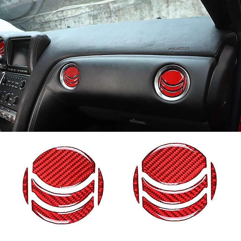 Car Soft Carbon Fiber Central Control Air-Conditioning Outlet Cover Trim for R35 2008-2016