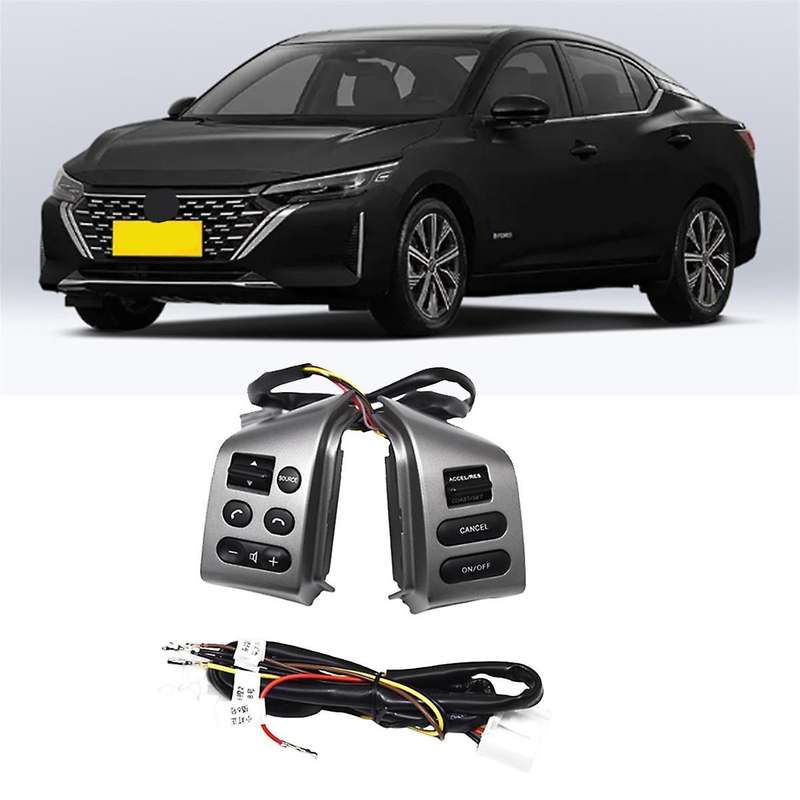Car Speed Cruise Control Switch for Sylphy 2008-2019 Steering Wheel Button with Wiring Harness Silve
