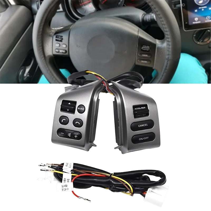 Car Speed Cruise Control Switch for Sylphy 2008-2019 Steering Wheel Button with Wiring Harness Silve