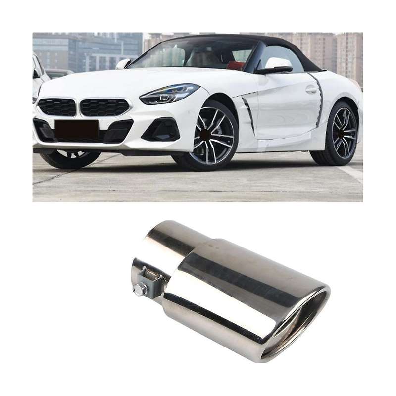 Car Stainless Steel Bright Silver Straight Exhaust Tail Throat Round Tube Universal Fits Car Access