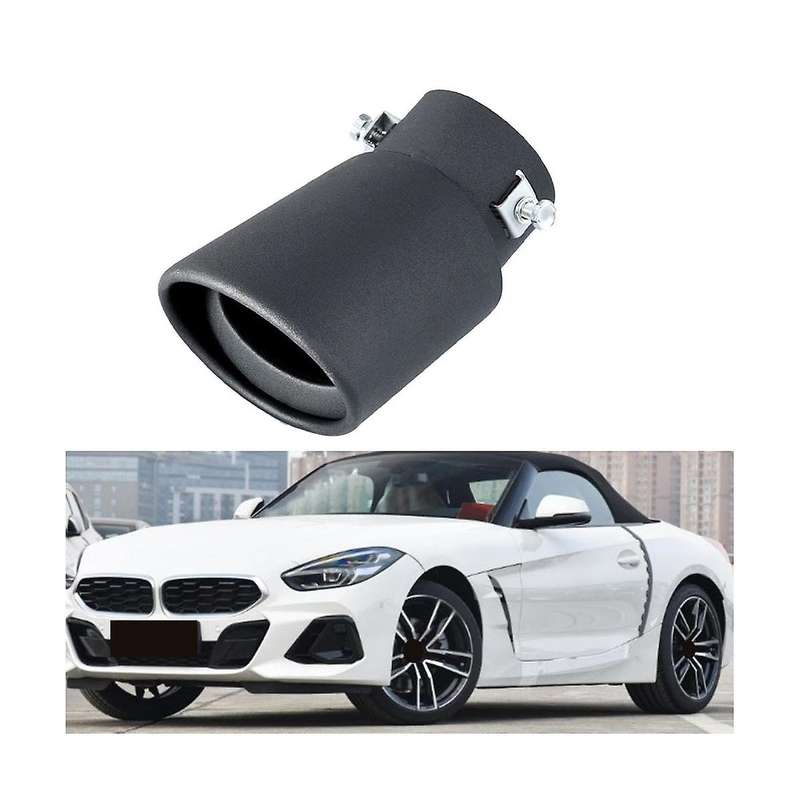 Car Stainless Steel Black Curved Exhaust Tail Throat Round Tube Universal Fits Car Accessories