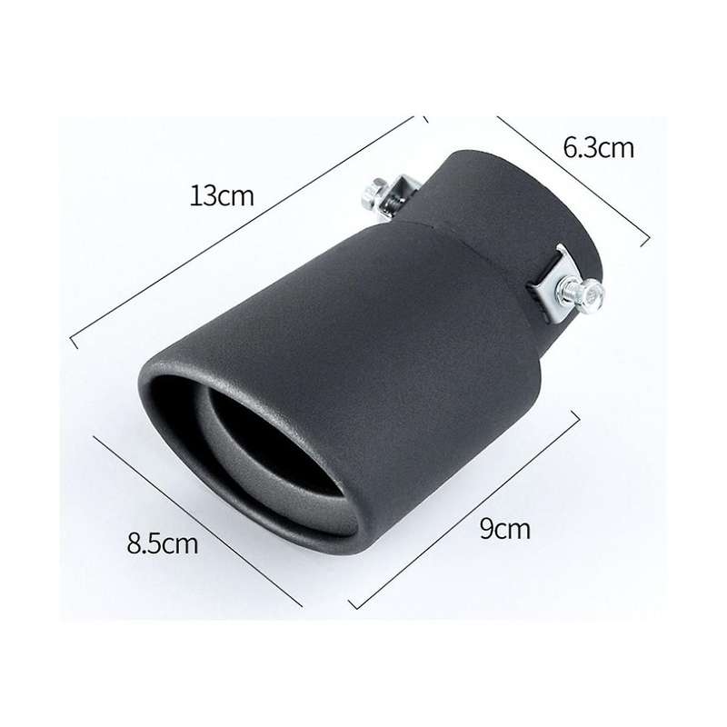 Car Stainless Steel Black Curved Exhaust Tail Throat Round Tube Universal Fits Car Accessories