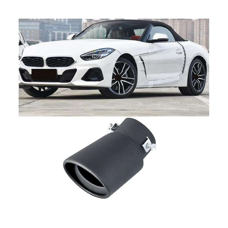 Car Stainless Steel Black Curved Exhaust Tail Throat Round Tube Universal Fits Car Accessories