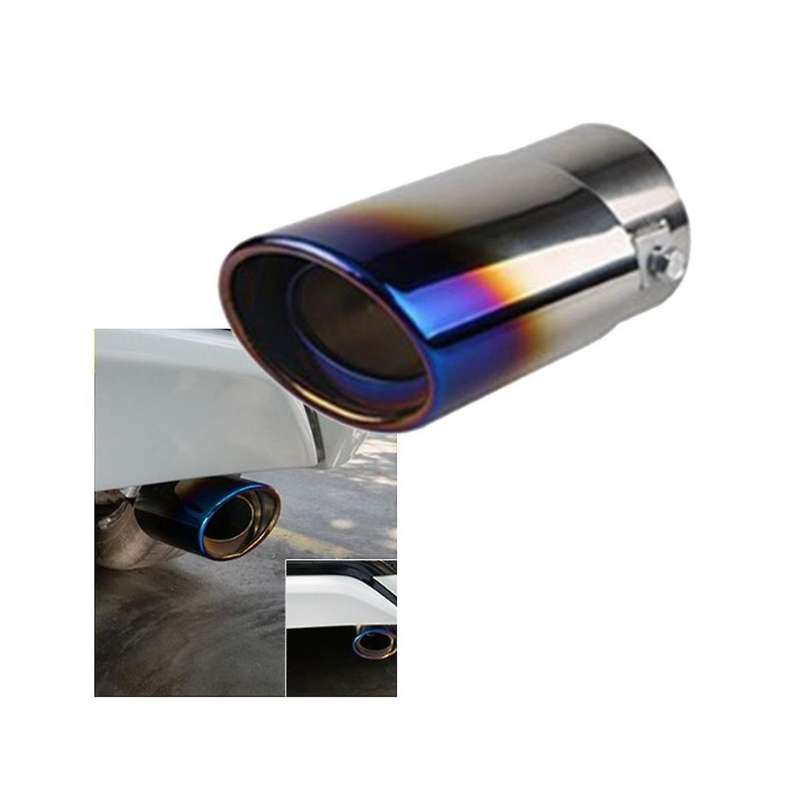Car Stainless Steel Baked Blue Straight Exhaust Tail Throat Round Tube Universal Fits Car Accessori