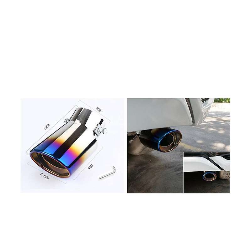 Car Stainless Steel Baked Blue Round Bend Exhaust Tail Muffler Tip Pipe Universal Fits Car Accessor