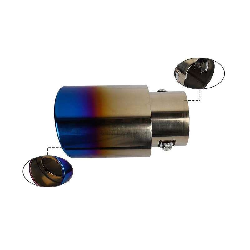 Car Stainless Steel Baked Blue Round Bend Exhaust Tail Muffler Tip Pipe Universal Fits Car Accessor