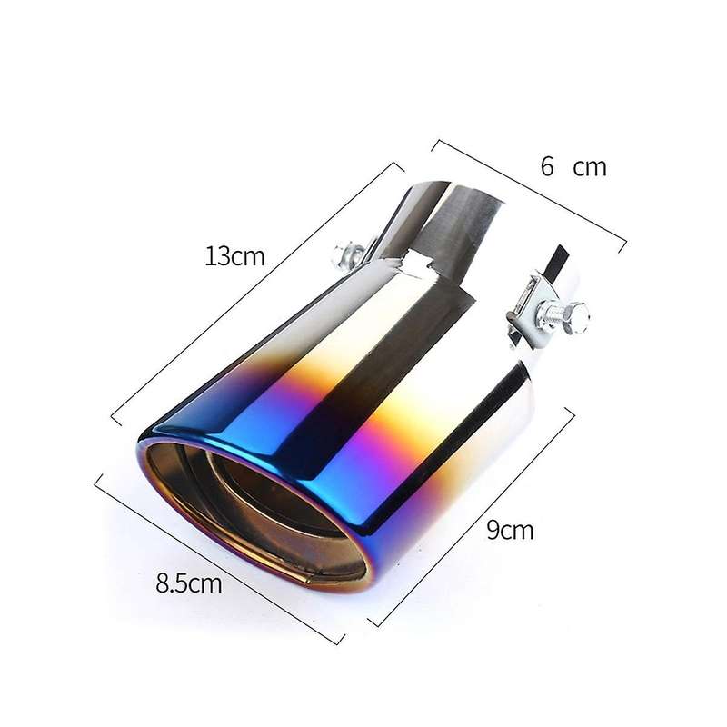Car Stainless Steel Baked Blue Round Bend Exhaust Tail Muffler Tip Pipe Universal Fits Car Accessor