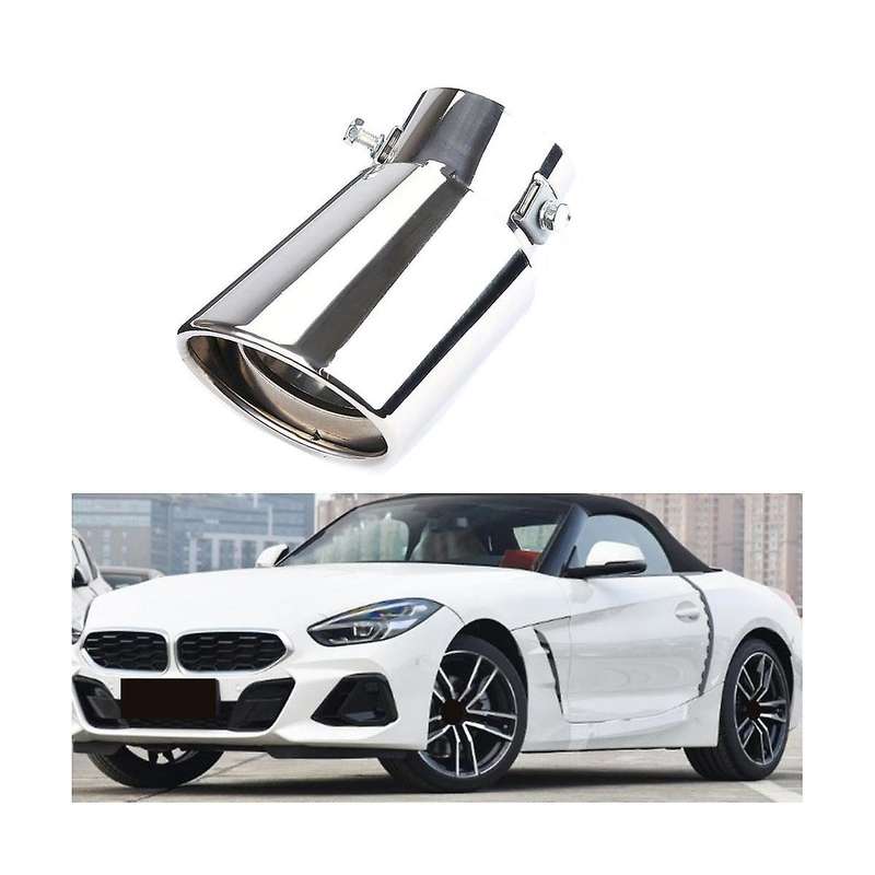 Car Stainless Steel Bright Silver Curved Exhaust Tail Throat Round Tube Universal Fits Car Accessor