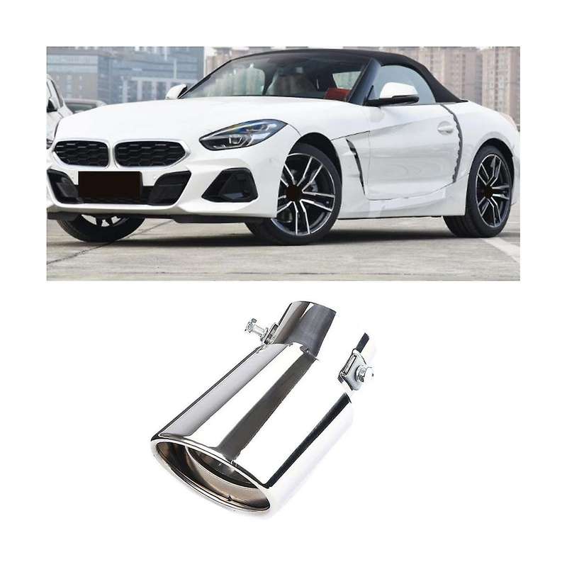 Car Stainless Steel Bright Silver Curved Exhaust Tail Throat Round Tube Universal Fits Car Accessor