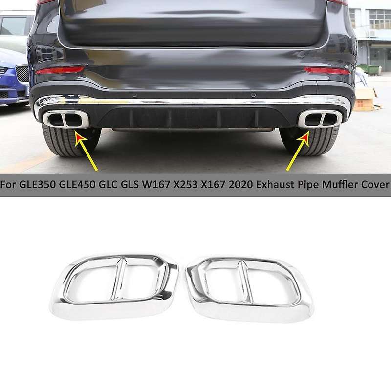 Car Stainless Steel Exhaust Pipe Muffler Tail Cover Trim for GLE350 GLE450 GLC GLS W167 X253 X167 Si