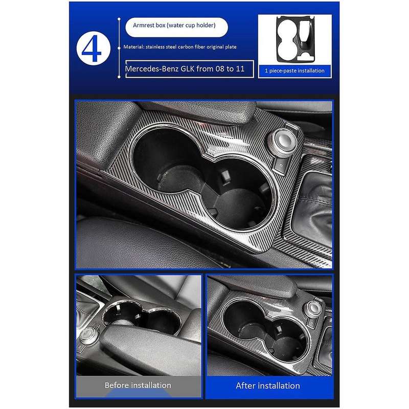 Car Stainless Steel Console Water Cup Holder Frame Cover Trim Sticker for X204 2008-2015 Accessories