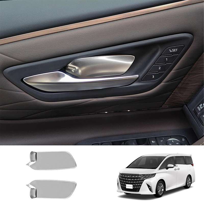 Car Stainless Steel Inner Door Bowl Panel Trim Sticker for Alphard/Vellfire 40 Series 2023+ Silver