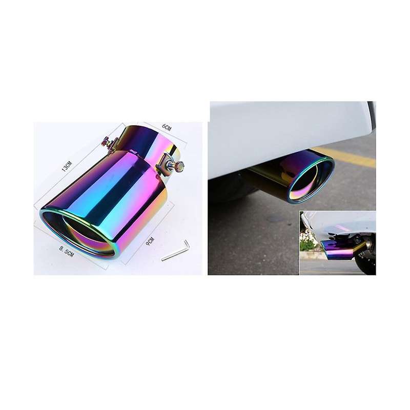 Car Stainless Steel Multicolor Round Bend Exhaust Tail Muffler Tip Pipe Universal Fits Car Accessor