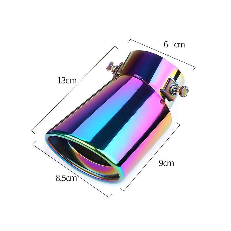 Car Stainless Steel Multicolor Round Bend Exhaust Tail Muffler Tip Pipe Universal Fits Car Accessor
