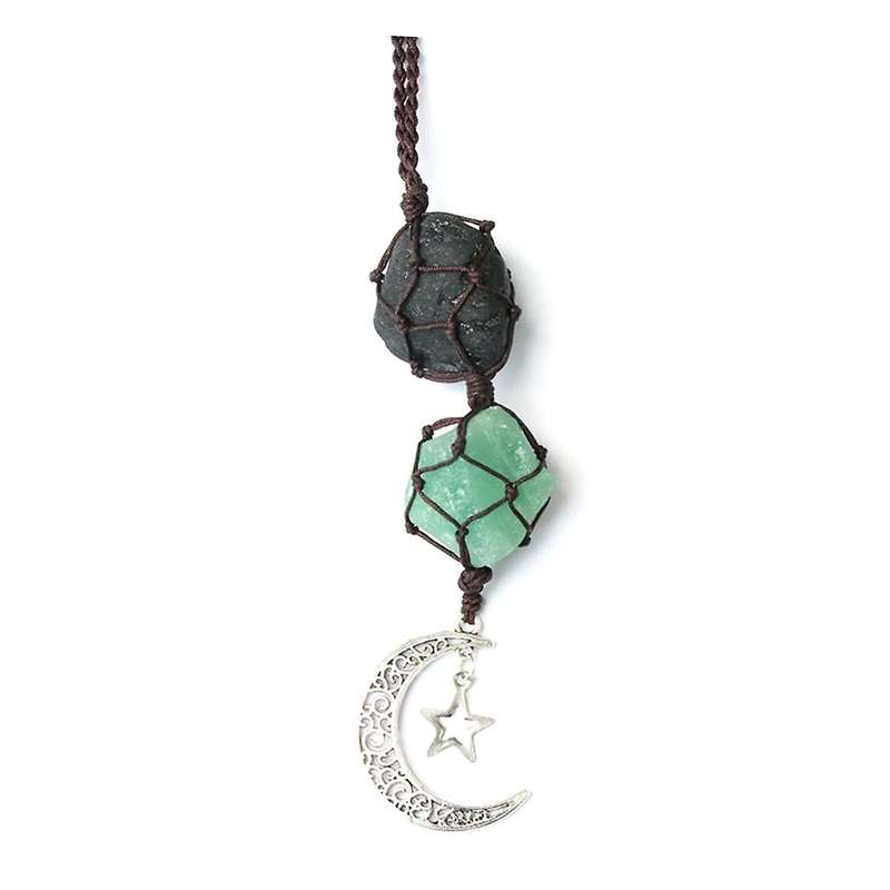 Car Star Moon Pendant Stone Crystal Chakra Quartz Net Bag Pendant Home Wall Hanging Decor Car Pendan