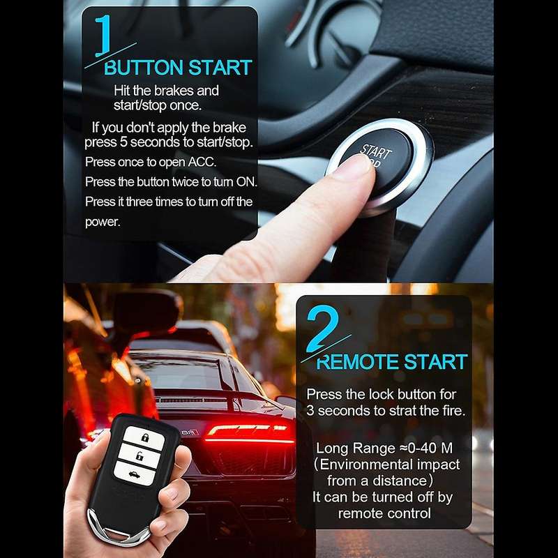 Car Start One-key Anti-theft System Pke Keyless Entry Kit Car Start-stop Button Central Lock