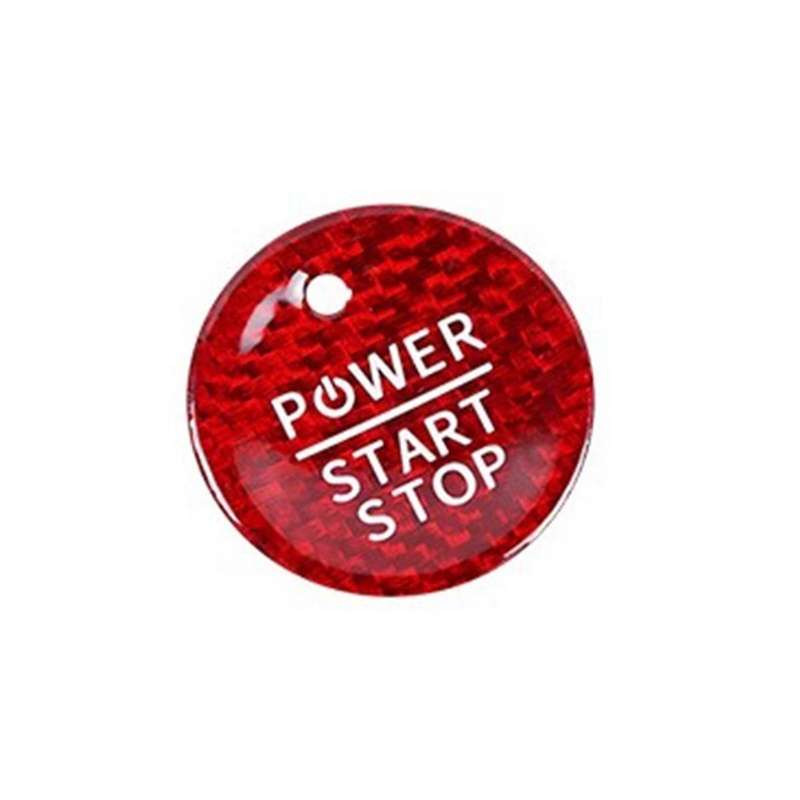 Car Start Stop Engine Button Real Carbon Fiber Sticker Push Button Cover for Mach-e 2021 2022(red)