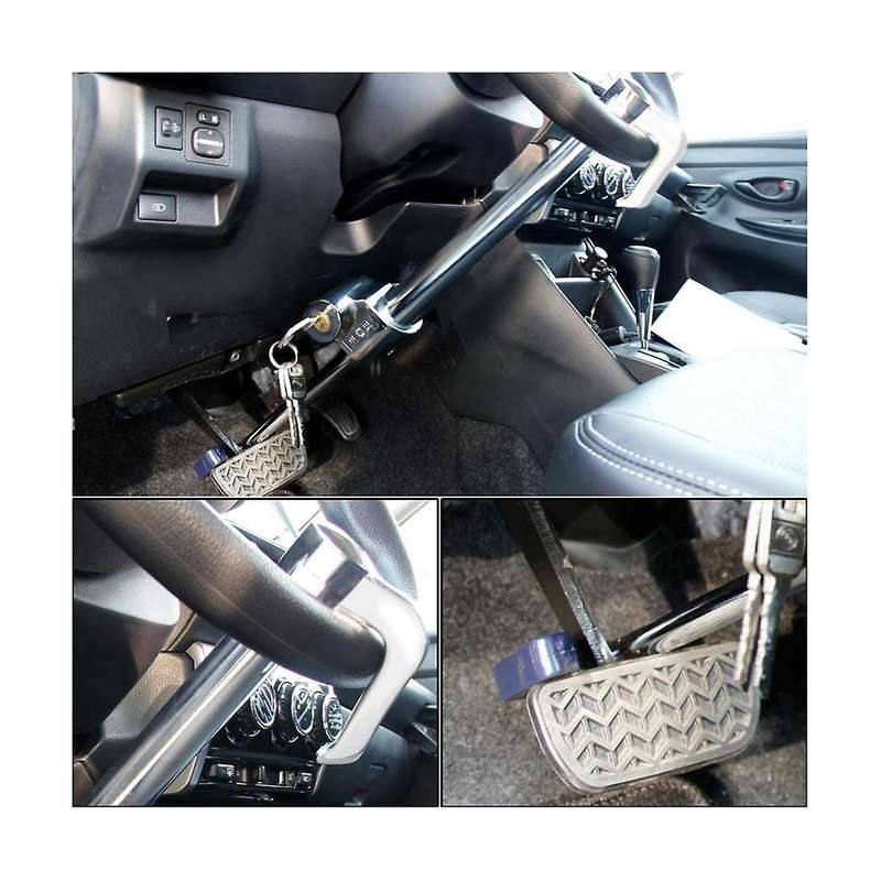 Car Steering Wheel Anti Theft Lock Brake Lock Retractable Double Hook Car Clutch Pedal Lock Securit