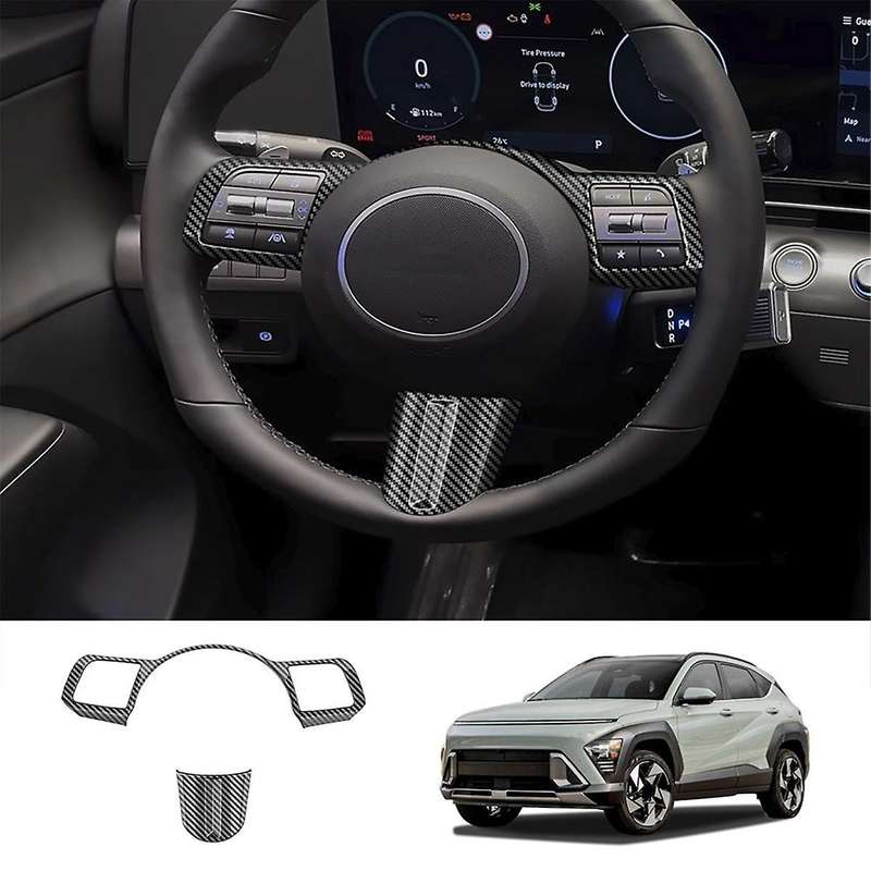 Car Steering Wheel Button Decoration Cover Trim Accessories for 2024+ Car Accessories Carbon Fiber