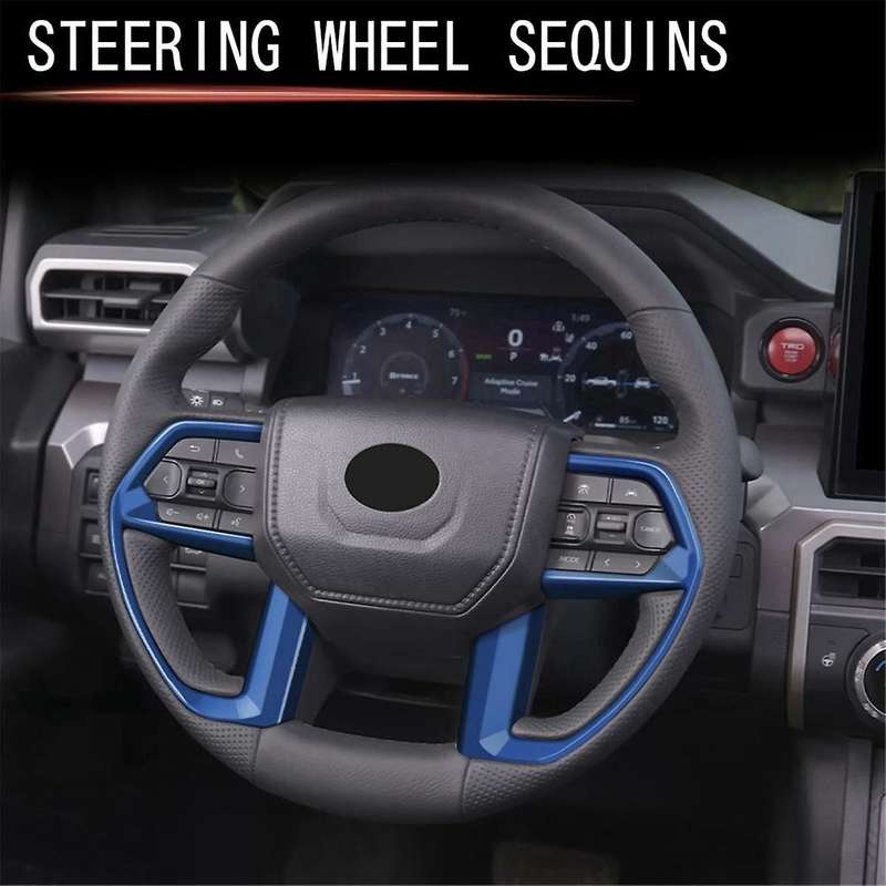 Car Steering Wheel Button Frame Cover Trim Sticker for 2024 Car Interior Accessories Blue