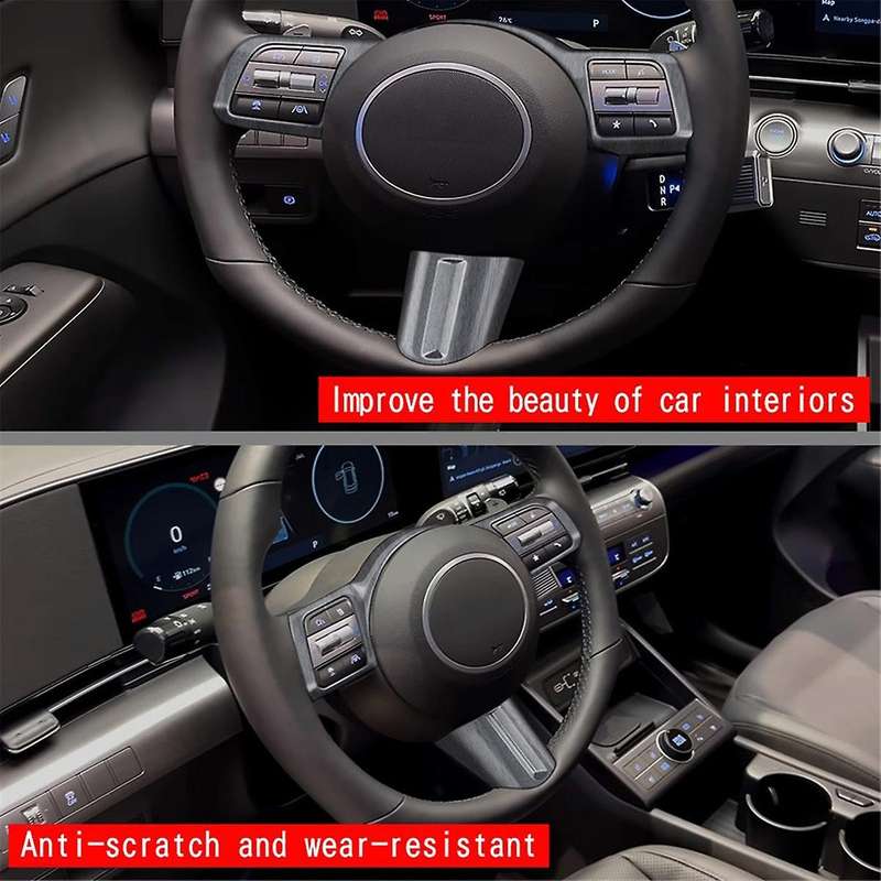 Car Steering Wheel Button Decoration Cover Trim Accessories for 2024+ Car Accessories Wood Grain