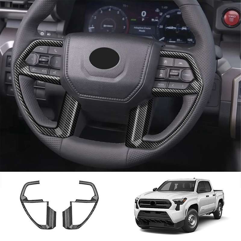 Car Steering Wheel Button Frame Cover Trim Sticker for 2024 Car Interior Accessories Carbon Fiber