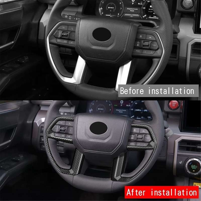Car Steering Wheel Button Frame Cover Trim Sticker for 2024 Car Interior Accessories Carbon Fiber