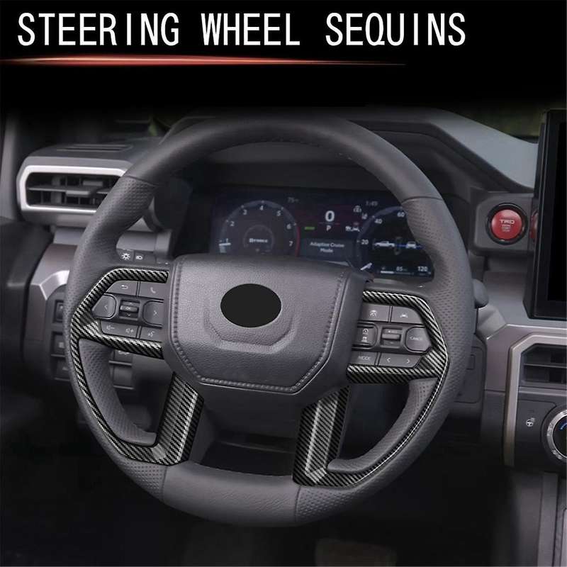 Car Steering Wheel Button Frame Cover Trim Sticker for 2024 Car Interior Accessories Carbon Fiber