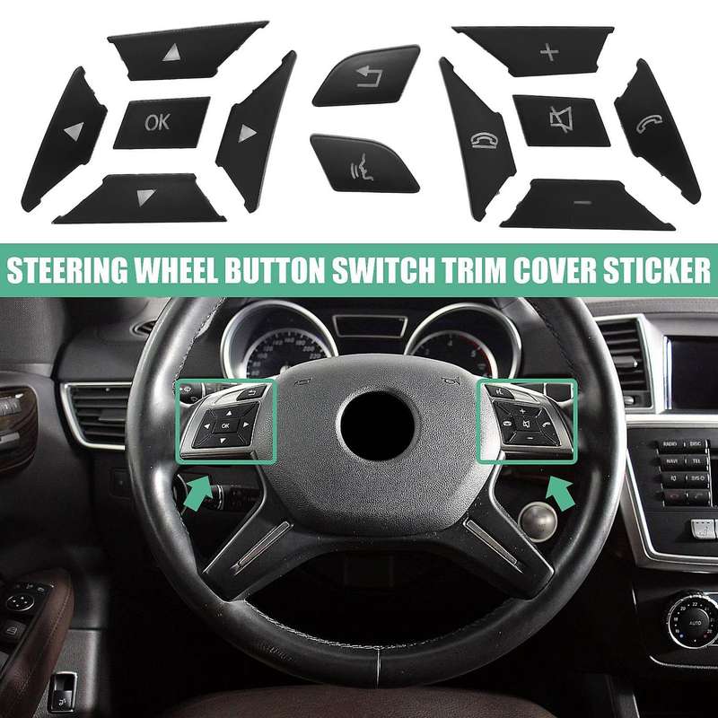 Car Steering Wheel Button Switch Trim Cover Sticker for Mercedes Benz A B C E Ml Gl Cla Gla Glk Sl
